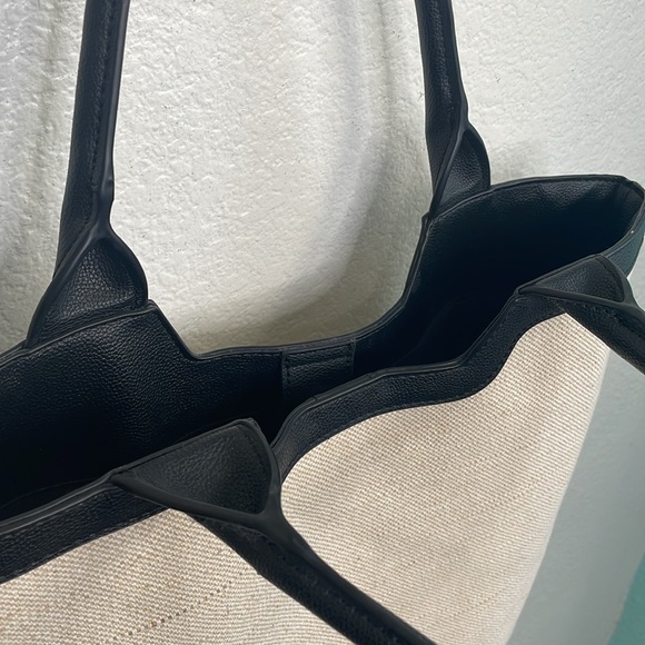 RACHEL ZOE Capri Canvas Tote | Cream & Black - Picture 4 of 9